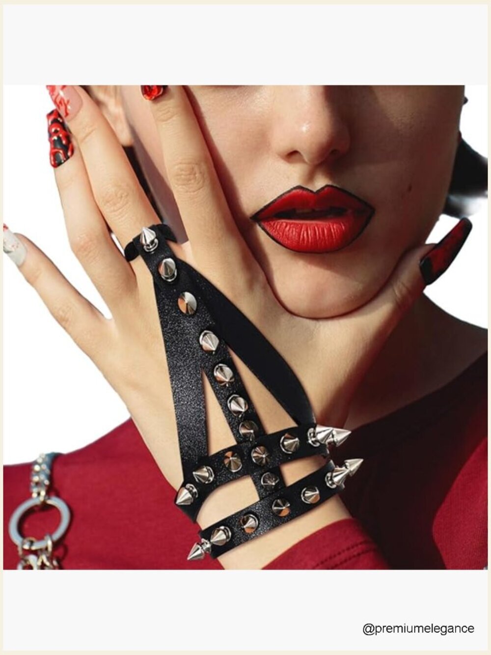 Fingerless Leather Gloves with Studs Punk Gothic
